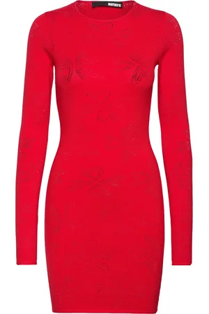 ROTATE Pointelle Knit Mini Dress Red