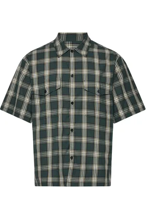 Mads Norgaard Perola Cotton Check Mateo Shirt Ss Green