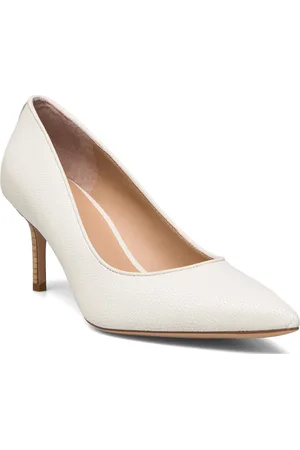 Ralph Lauren Lanette Lizard-Embossed Leather Pump Cream