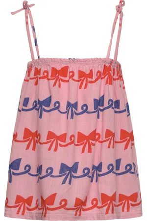 Bobo Choses Ribbon Bow All Over Woven Top Pink