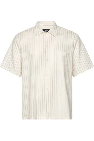 Mads Norgaard Cotton Linen Mateo Stripe Shirt Ss Cream