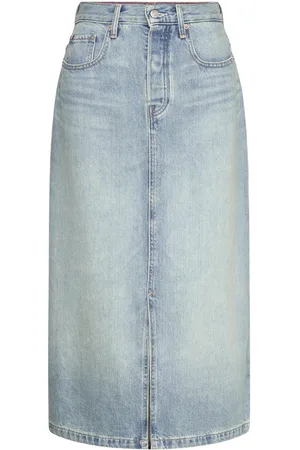 Tommy Hilfiger Dnm Midi Straight Skirt Hw Ash Blue