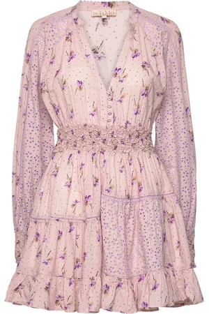 by Ti Mo Patchwork Mini Shirt Dress Pink