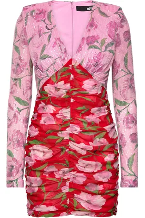 ROTATE Printed Mini Ls Dress Red