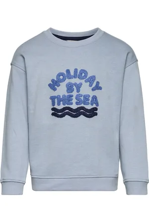 MANGO Textured Message Sweatshirt Blue