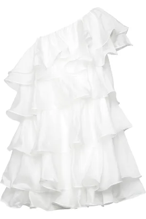 By Malina Amber Shoulder Frill Mini Dress White