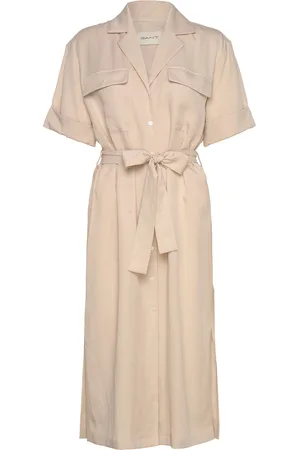 GANT Rel Pocket Ss Shirt Dress Beige