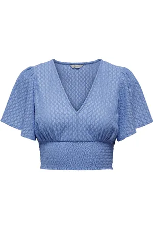 ONLY Onlhannah S/S Smock Top Jrs Noos Blue