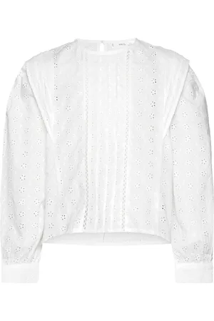 MANGO Floral Embroidery Blouse White