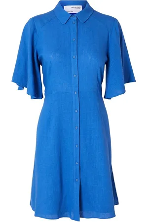 SELECTED Slfgulia 2/4 Short Shirt Dress D Blue