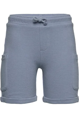MANGO Textured Cotton-Blend Bermuda Shorts Blue