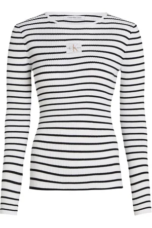 Calvin Klein Woven Label Tight Sweater White