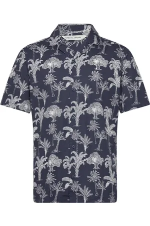 Casual Friday Cfanton Ss Rc Aop Palm Shirt Blue