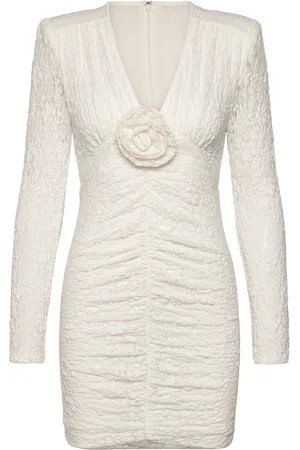ROTATE Lace Mini V-Neck Dress Cream