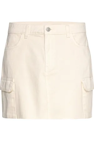 BUBBLEROOM Orla Cargo Denim Skirt Beige