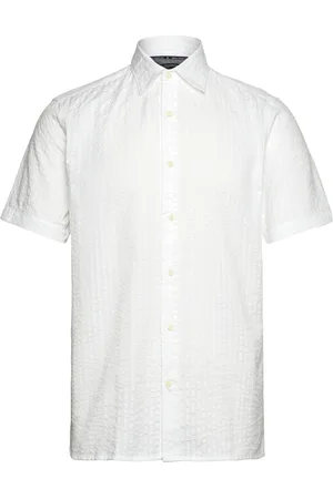 French Connection Ss Seersucker Check Shirt White