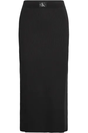Calvin Klein Woven Label Sweater Skirt Black