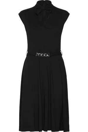 Ralph Lauren Belted Interlock Tie-Neck Dress Black
