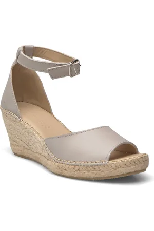 SELECTED Slfingrid Leather Wedge Espadrilles Beige