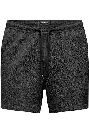 Only & Sons Onsted Life Solid Seersucker Swim Noos Black