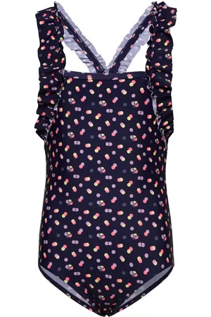 Color Kids Swimsuit W. Frills, Aop Blue