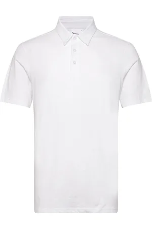 Knowledge Cotton Apparal Regular Linen Look Polo - Gots/Vega White