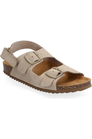 MANGO Buckle Leather Sandals Beige