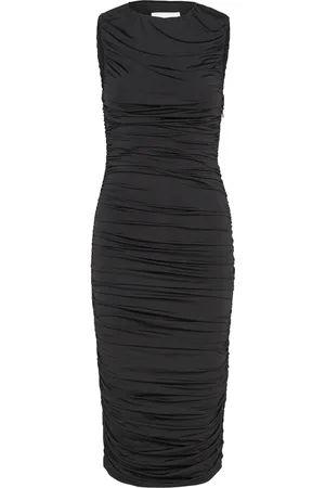 By Malina Katherine Draped Jersey Midi Dress Black