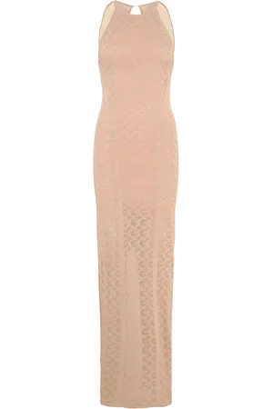 Guess Belle Logo Sl Long Dress Swtr Brown