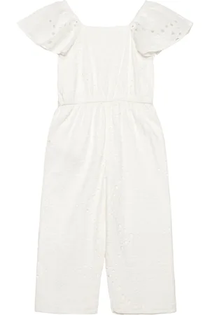 MANGO Swiss Embroidery Jumpsuit White