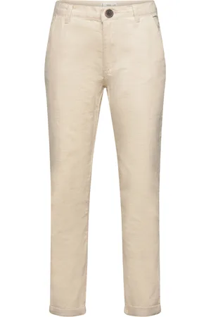 MANGO Linen Chino Trousers Beige