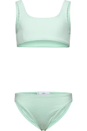 MANGO Textured Bikini Green