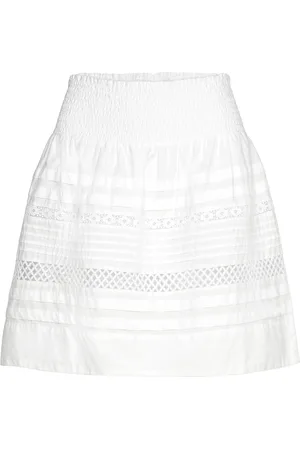 Ralph Lauren Lace-Trim Cotton Broadcloth Miniskirt White