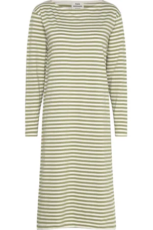 Mads Norgaard Soft Single Stripe Sille Dress Green