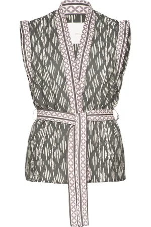 MANGO Quilted Gilet With Belt Navy