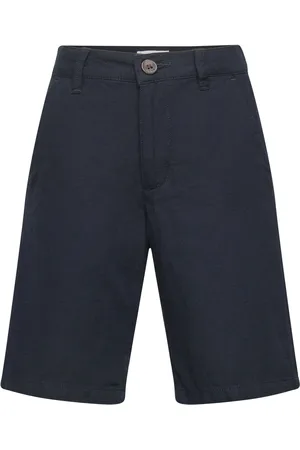 MANGO Linen Chino Bermuda Shorts Navy