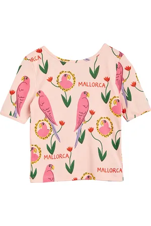 Mini Rodini Parrots Aop Ballet Ss Tee Pink