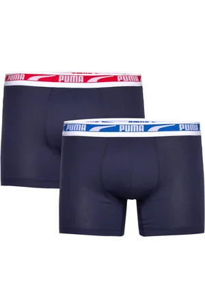PUMA Men Everyday Multi Logo Boxers 2P Navy