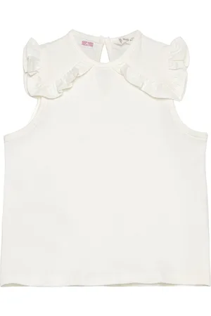 MANGO Frills Cotton T-Shirt White