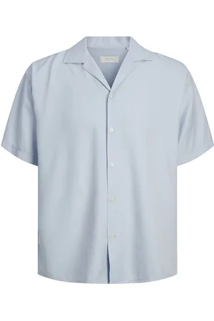 JACK & JONES Jprccaaron Tencel Resort Shirt S/S Ln Jack & J S Blue