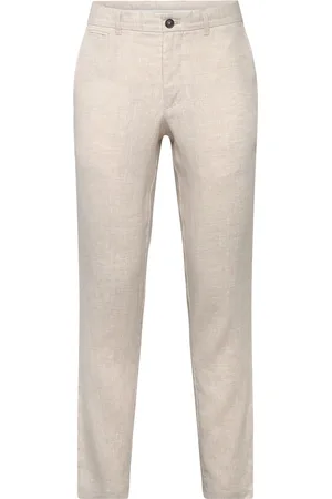 MANGO Slim-Fit 100% Linen Trousers Beige
