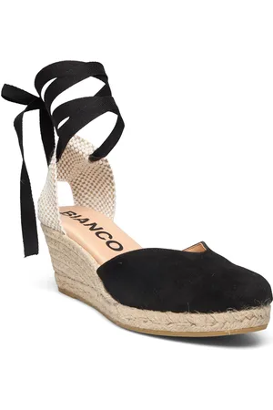 Bianco Biaibiza Wedge Espadrilles Suede Black