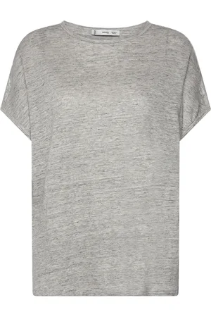 MANGO 100% Linen T-Shirt Grey