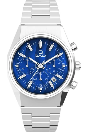 Timex Q Falcon Eye Chronograph 40Mm Stainless Steel Bracelet Watch Silver