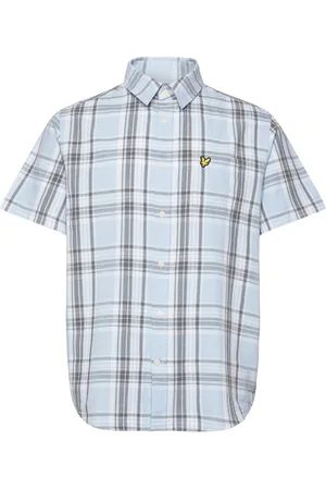 Lyle & Scott Linen Check Short Sleeve Shirt Blue
