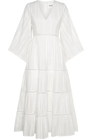 By Malina Vanessa Wide Sleeve Embroidered Cotton Maxi Dress White