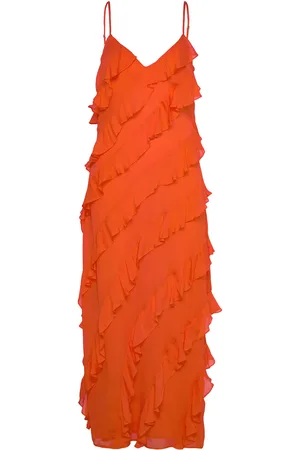 By Malina Cecily Ruffle-Trimmed Maxi Dress Red