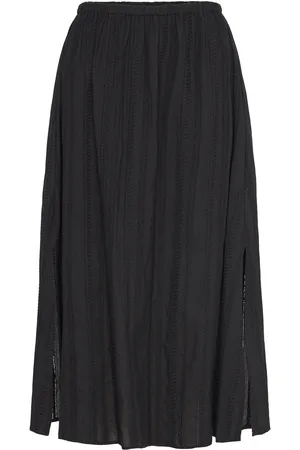 By Malina Tamara Embroidered Cotton Midi Skirt Black