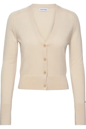Calvin Klein Merino Wool V-Neck Cardigan Beige
