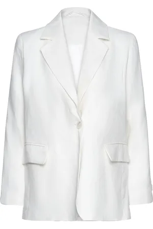By Malina Vera Fitted Linen Blazer White